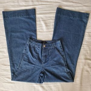 Forever 21 Wide Leg Pinstripe Denim Pants